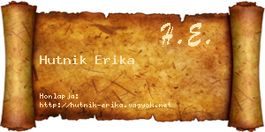 Hutnik Erika névjegykártya
